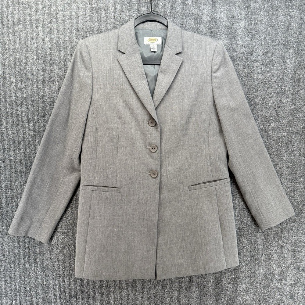 Talbots Petite Blazer Jacket Womens 6p Wool Gray Button Up Academia Old Money